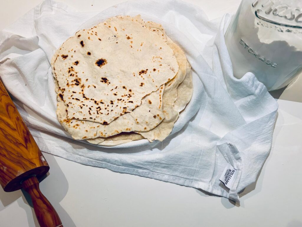 This is an umage of fresh made sourdough tortillas.